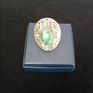 Master Carved Green Turquoise Ring